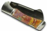 Camp Side Cleaver Folding Knife with Ocean Jasper Inlays #370806-1